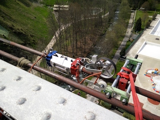 magneto-inductive inspection of some suspended rope sections